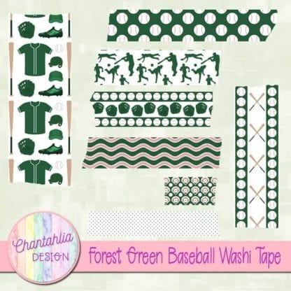 forest green baseball digital washi tape