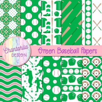 green baseball digital papers