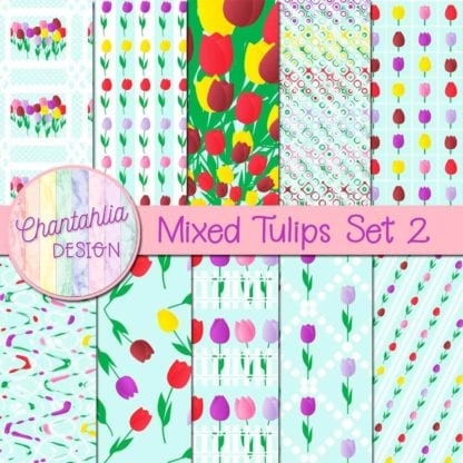 mixed tulips digital papers