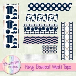 navy baseball digital washi tape