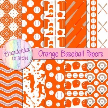 orange baseball digital papers