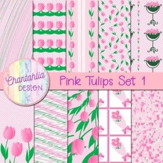 pink tulips digital papers