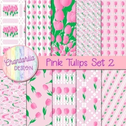 pink tulips digital papers