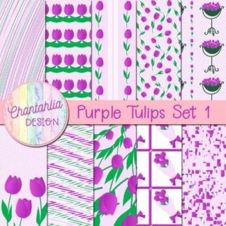 purple tulips digital papers