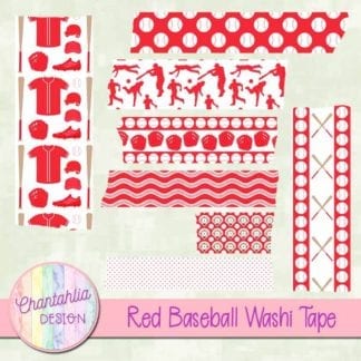 red baseball digital washi tape
