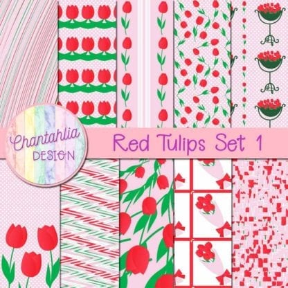 red tulips digital papers