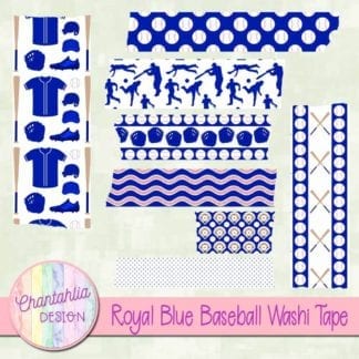 royal blue baseball digital washi tape