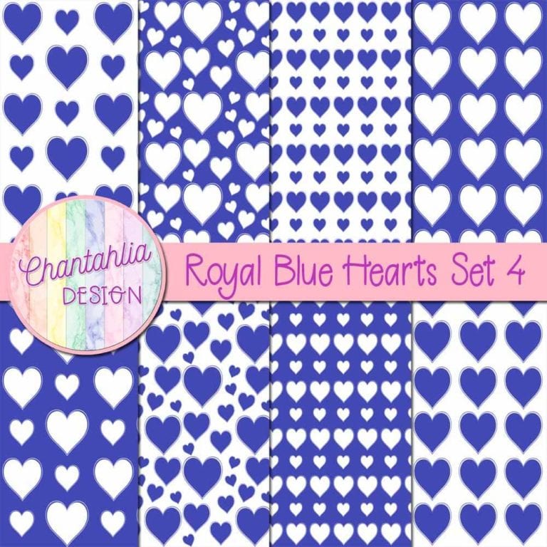 Free Digital Papers featuring Royal Blue Hearts Designs