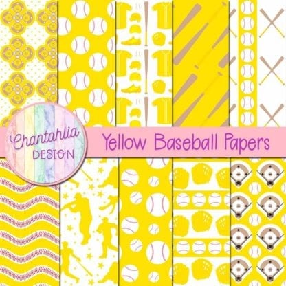 yellow baseball digital papers
