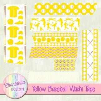yellow baseball digital washi tape