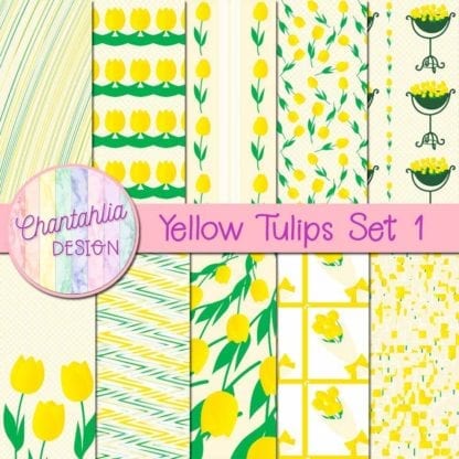 yellow tulips digital papers