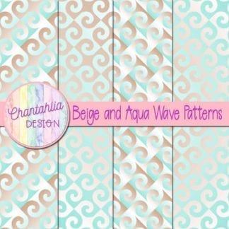 Free beige and aqua digital papers with wave designs