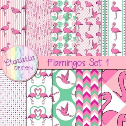 flamingos digital papers