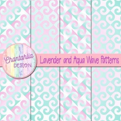 Free lavender and aqua digital paper backgrounds with wave designs