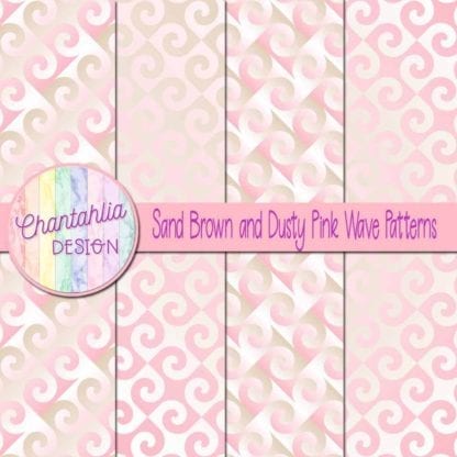 Sand Brown and Dusty Pink Waves Digital Papers