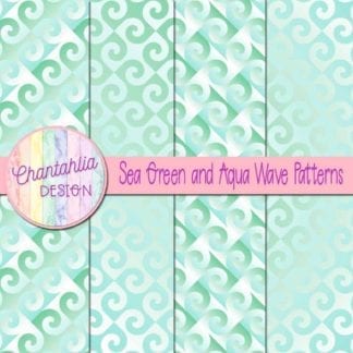 Free sea green and aqua digital paper backgrounds with wave designs