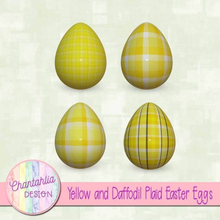 Free Yellow and Daffodil Plaid Easter Eggs for Digital Scrapbooking