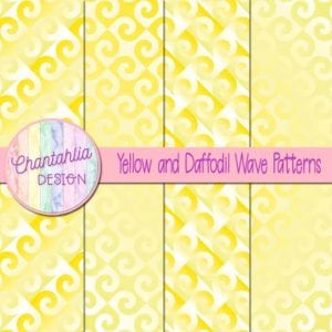 Free Yellow and Daffodil Digital Papers with Wave Designs