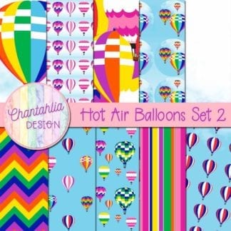 hot air balloons digital papers