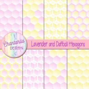 Free Lavender and Daffodil Digital Papers with Hexagons Designs