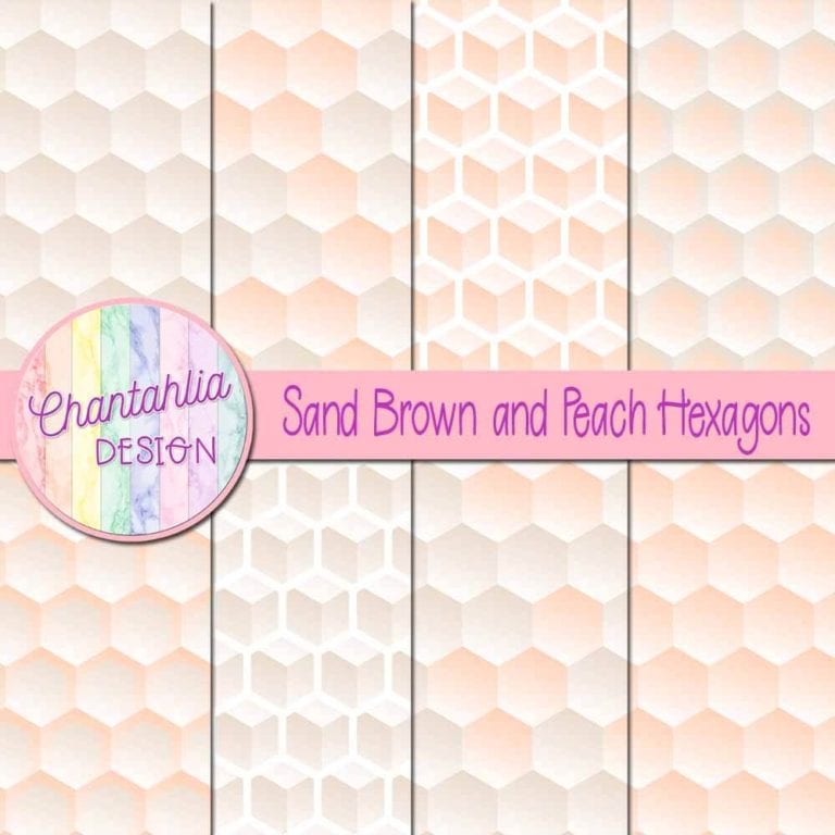 Free Sand Brown and Peach Digital Papers with Hexagons Designs