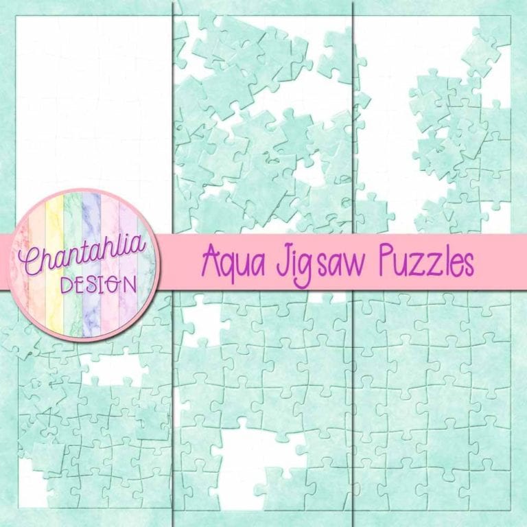 Free Digital Papers featuring Aqua Jigsaw Puzzles Designs