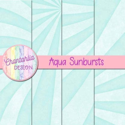 free sunburst digital papers in aqua