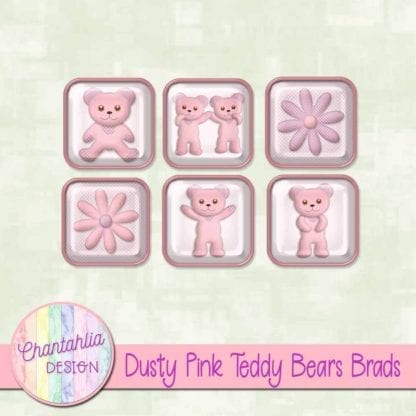 Dusty Pink Teddy Bears Brads