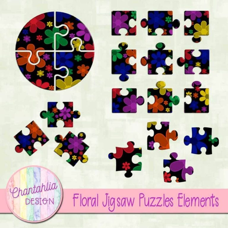 Floral Jigsaw Puzzles Elements Set 1 - Chantahlia Design