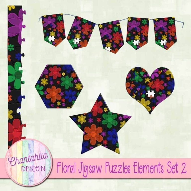 Floral Jigsaw Puzzles Elements Set 2 - Chantahlia Design