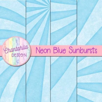 free sunburst digital papers in neon blue