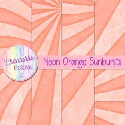 free sunburst digital papers in neon orange