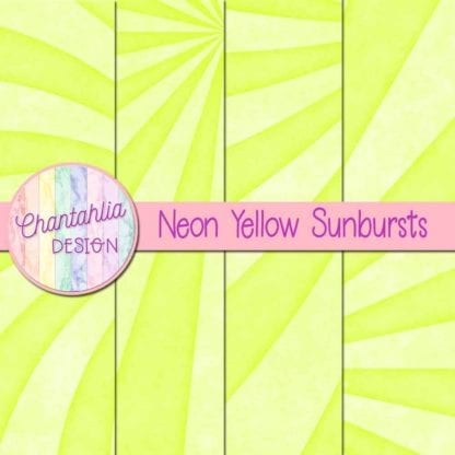 free sunburst digital papers in neon yellow