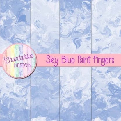 Sky Blue Paint Fingers Digital Papers