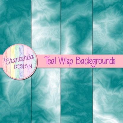 Teal Wisp Digital Paper Backgrounds