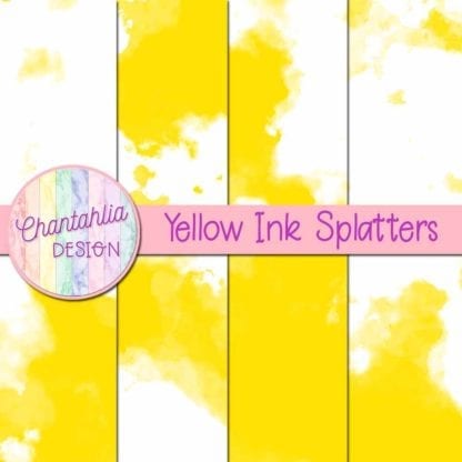 Yellow Ink Splatters Digital Papers