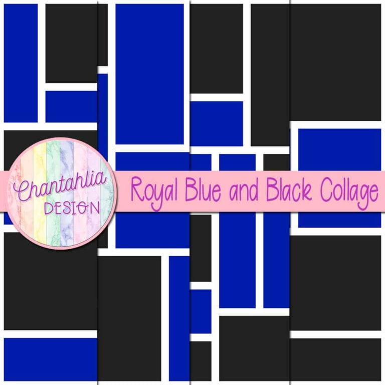 Free Royal Blue and Black Digital Papers with Collage Designs