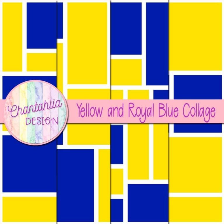 Free Yellow and Royal Blue Digital Papers with Collage Designs