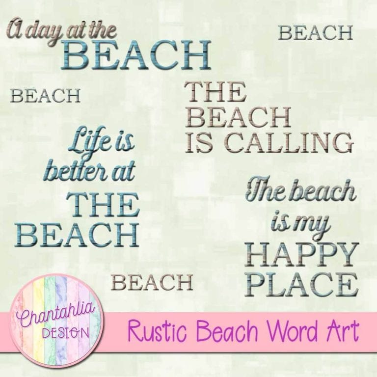 Free Rustic Beach Word Art