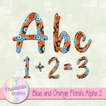 Blue and Orange Florals Alpha 2