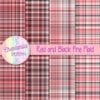 Free Red and Black Digital Papers with Fine Plaid Designs