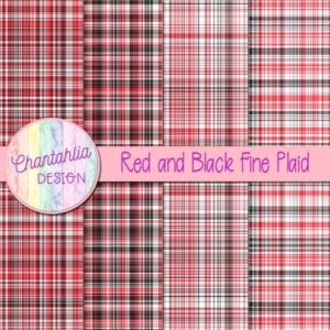 Free Red and Black Digital Papers with Fine Plaid Designs