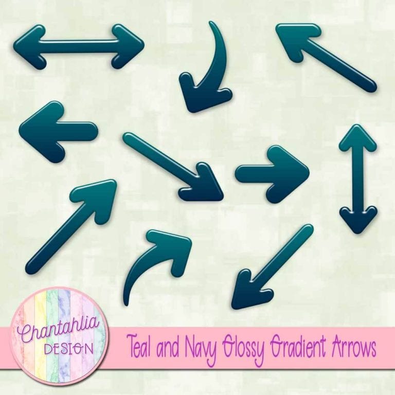 Free Teal and Navy Glossy Gradient Arrows for Digital Scrapbooking