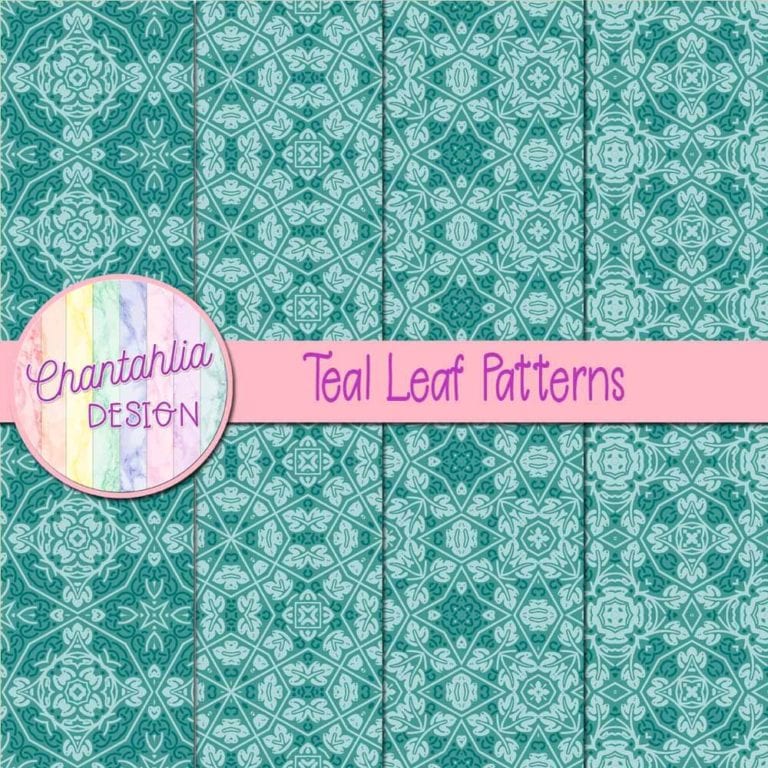 free-digital-papers-featuring-teal-leaf-patterns-designs