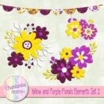 Free Yellow and Purple Florals Design Elements / Clip Art for Scrapbooking