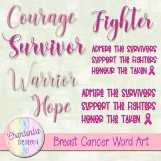 breast cancer word art