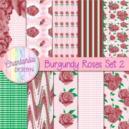 burgundy roses digital papers