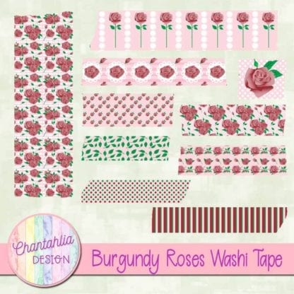 burgundy roses washi tape