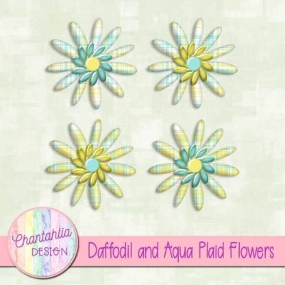 daffodil and aqua plaid flowers