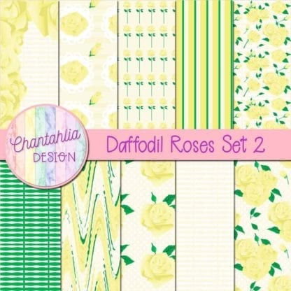 daffodil roses digital papers